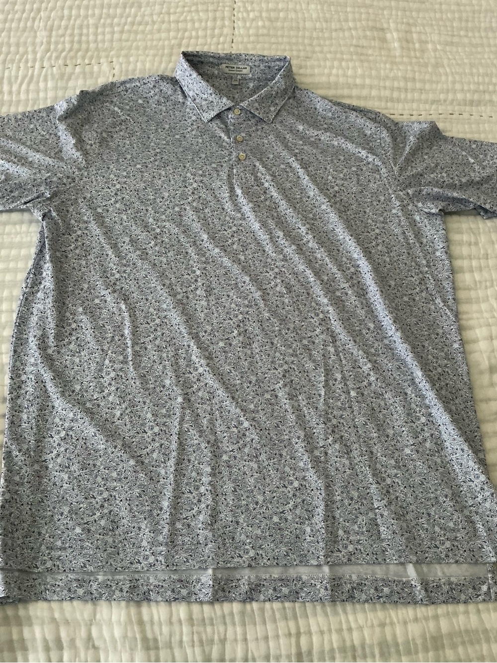 Peter Millar Light Blue Micro-Print Polo